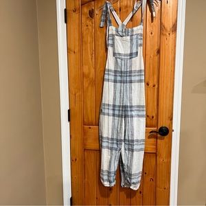 Baby Blue Plaid Aerie Mid-Calf Overalls